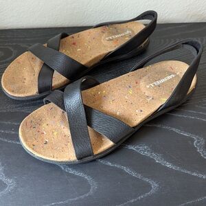 LIKE NEW Merrell Women's Size 9 Napa Valley Sling Back Leather Sandals Black